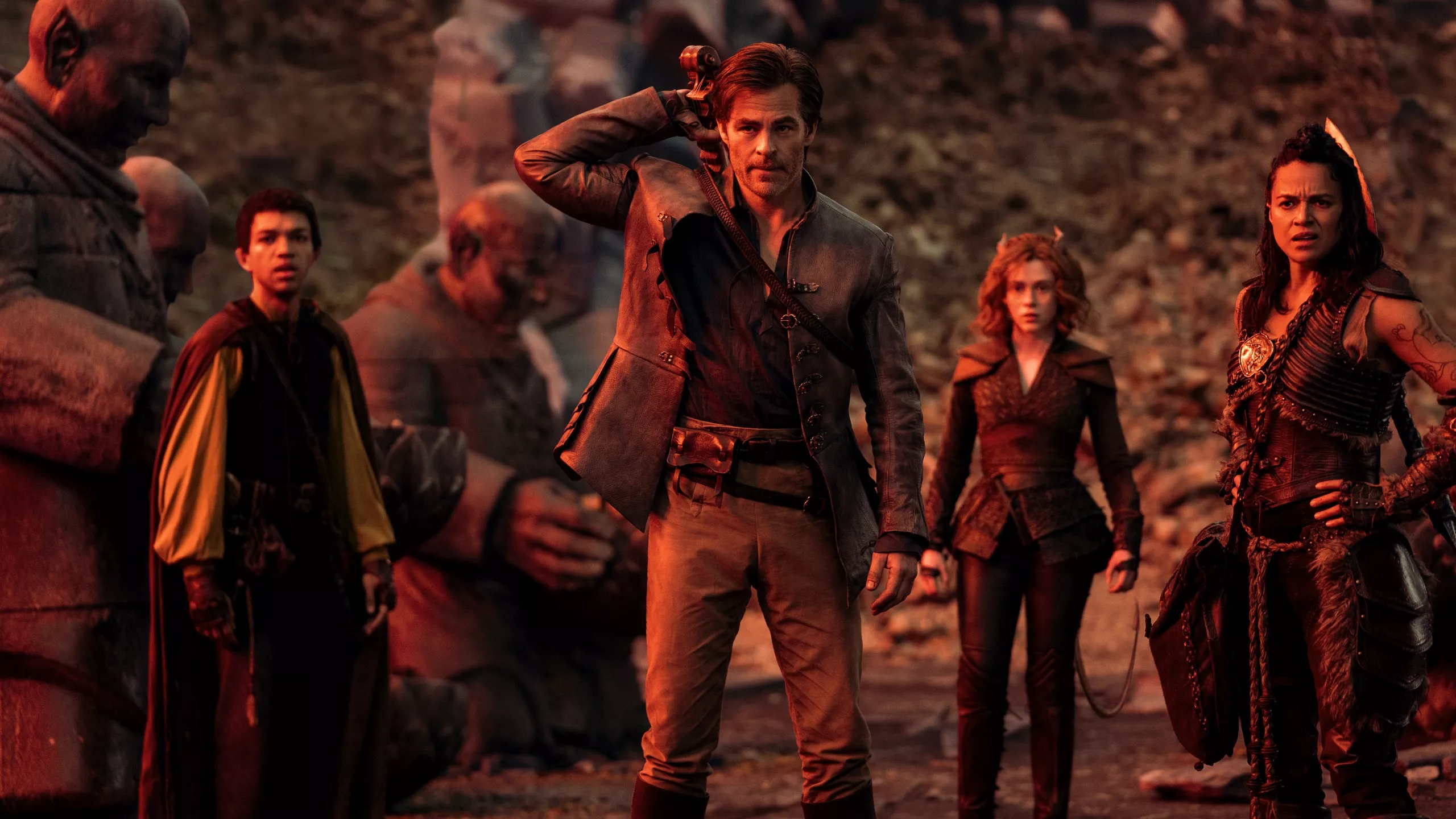 Edgin, Holga, Simon, and Doric in heroic formation