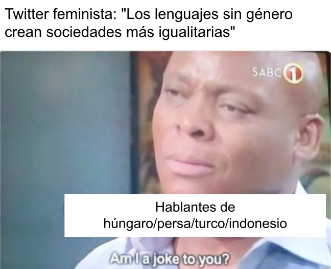 Un meme sobre lenguas sin genero pero sexistas