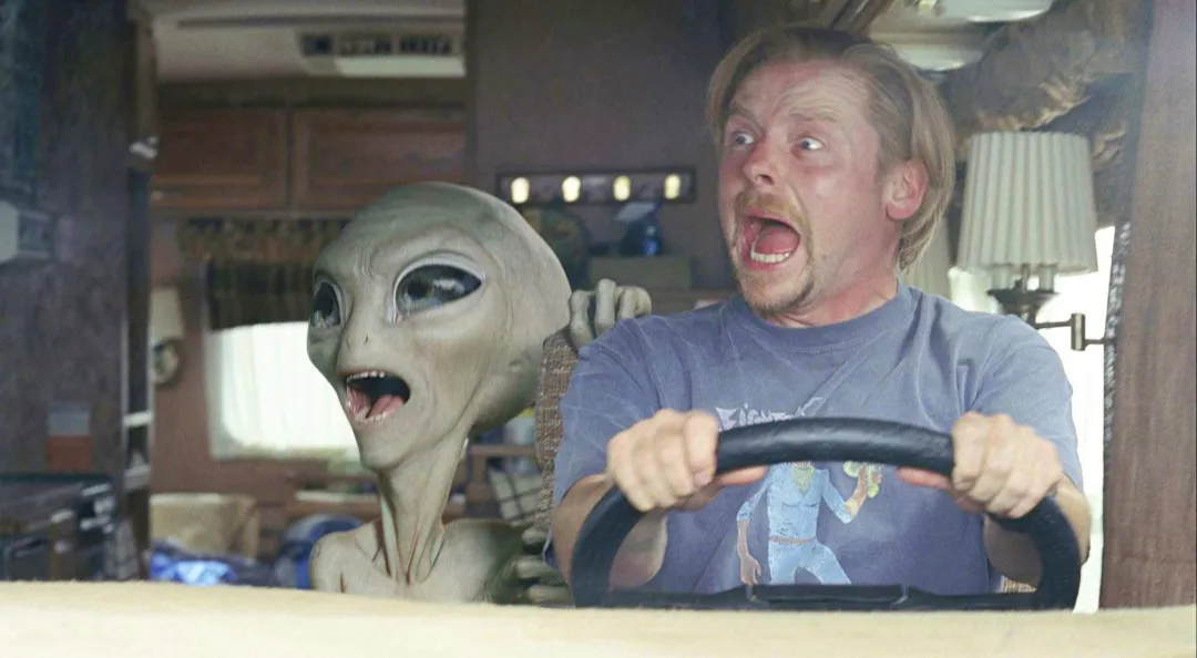 Crazy driving car and alien Paul