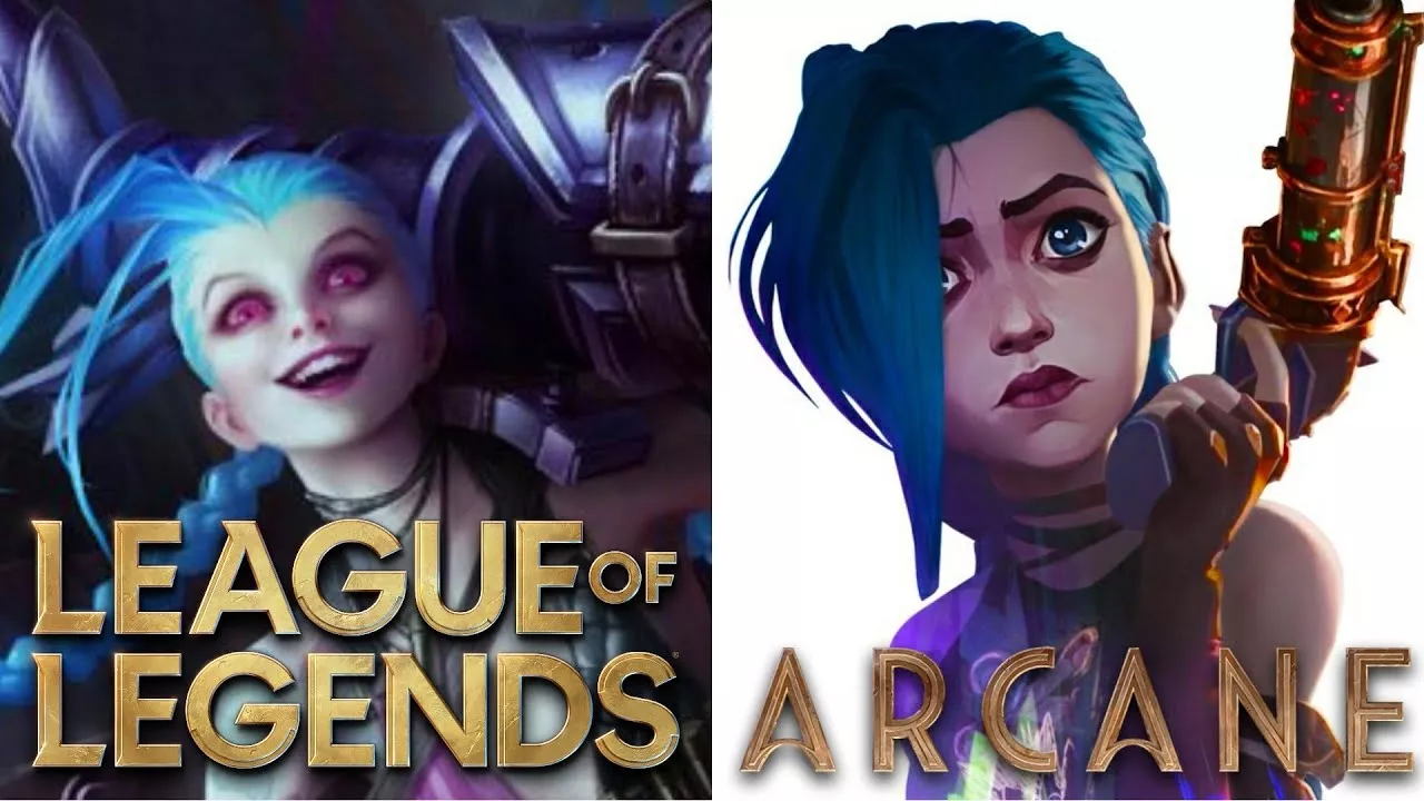 Jinx from League of Legends and Jinx from Arcane.