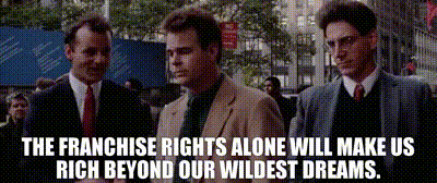 GIF of Dr. Peter Venkman persuading his potential business partners