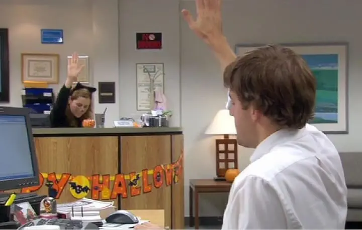 Happy National High Five Day from Jim and Pam :) | The office, The office  show, The office jim