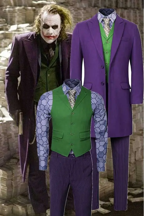 Batman Dark Knight Rise Heath Ledger Joker Purple Suit Arthur Fleck  Halloween Costume-Takerlama | Joker halloween costume, Batman dark, Batman  halloween costume