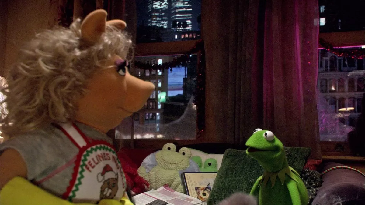 In It's a Very Merry Muppet Christmas Movie (2002), an angel shows Kermit  what the world would be like had he never been born. In this alternate  timeline 2002, the twin towers