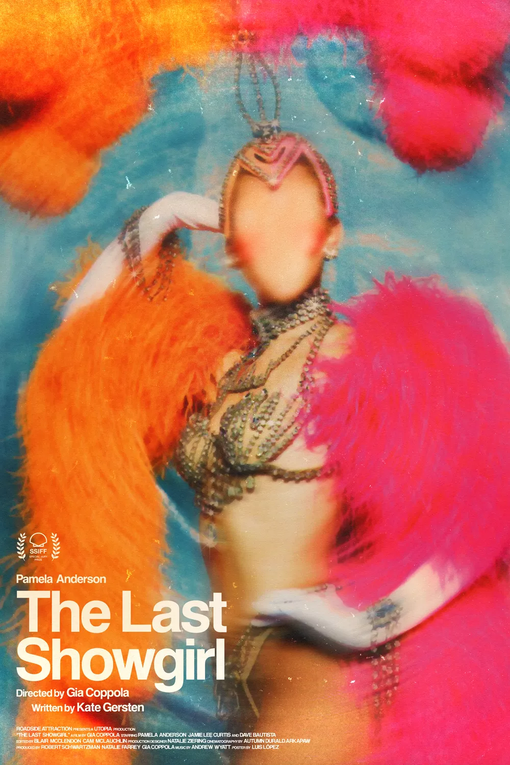 The poster for The Last Showgirl, includes a panting of a faceless showgirl