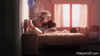 Favorite Pixar's Up scene ever - Ellie and Carl's relationship through  time, Sad scene on Make a GIF