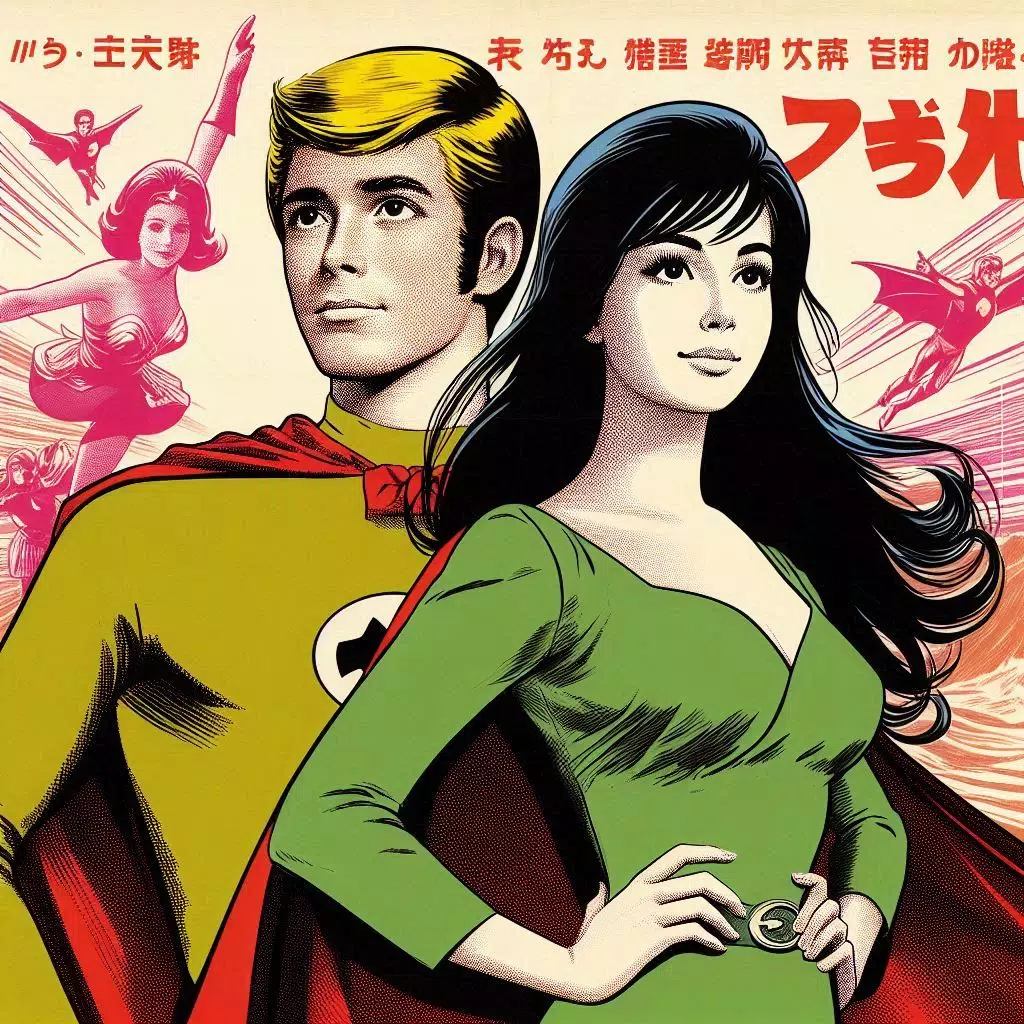 imagen ilustrada como los posters de cine 60, protagonistas femeninas en el camino del heroe