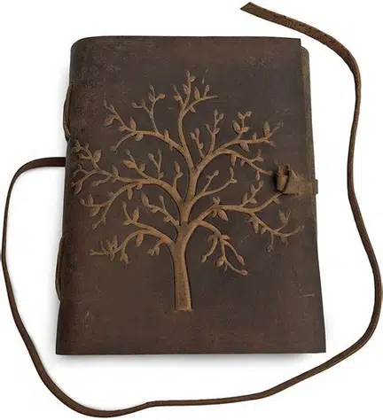 Cuaderno de cuero usado por Logan