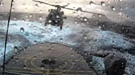 Tormenta con helicóptero llegando