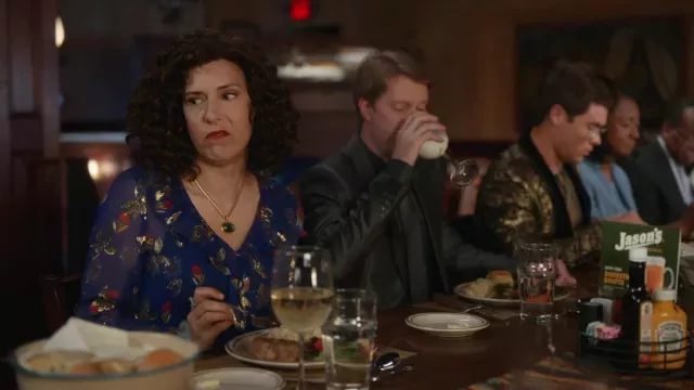 Sézane Blue Tulle Embroidered Dress worn by Judy Gemstone (Edi Patterson)  as seen in The Righteous Gemstones (S02E02) | Spotern