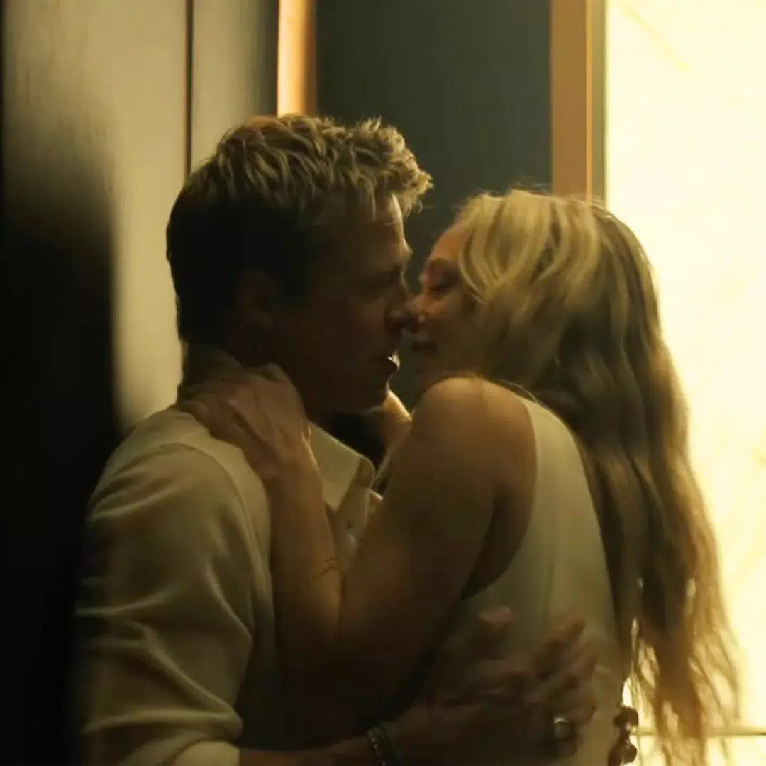 a man and woman kiss