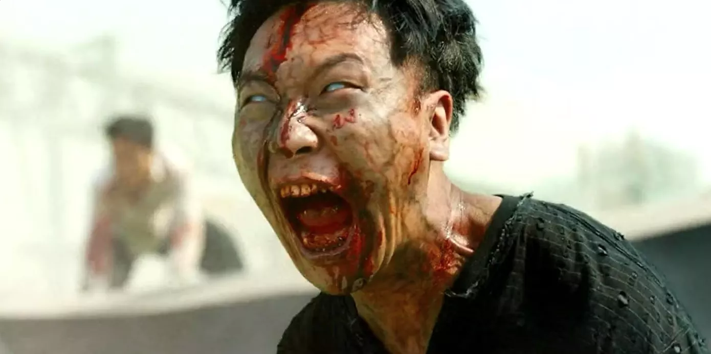 A zombie snarling