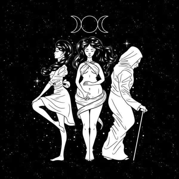Three Women Figures Symbol Triple Goddess Maiden Mother Crone Moon Stock  Vector by ©littlepaw 374994668
