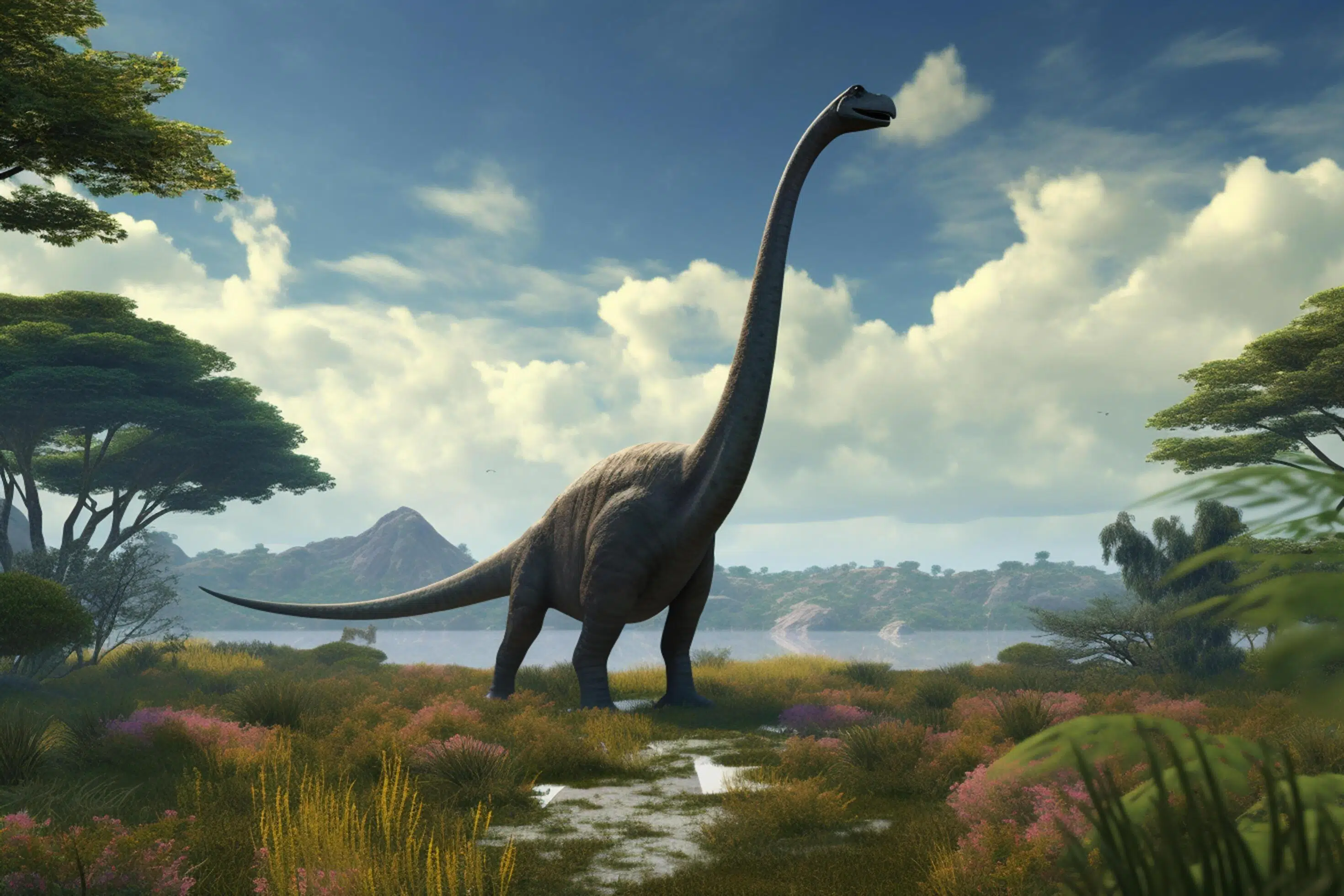 majestuoso gigantes de el prehistórico mundo un realista ilustración exhibiendo el brachiosaurus en un encantador prehistórico paisaje ai generado 24062399 Foto de stock en Vecteezy