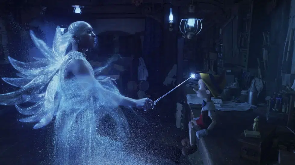 El Hada Azul dándole indicaciones a Pinocho y Pepe Grillo (Foto: Disney Plus)