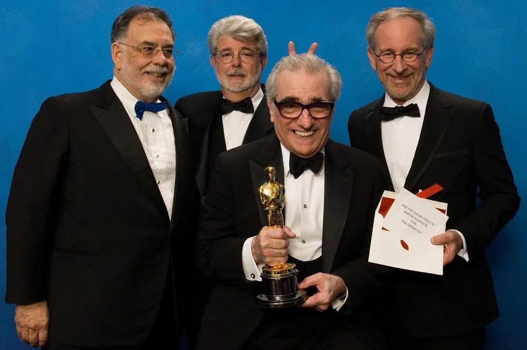 Francis Ford Coppola, George Lucas and Steven Spielberg with Martin Scorsese