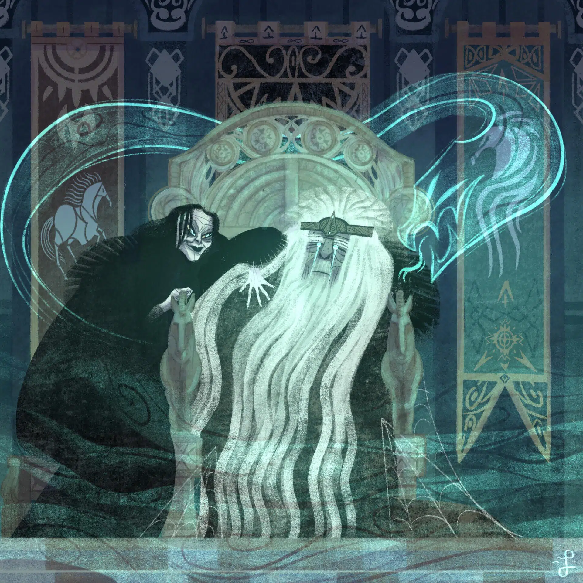 King Theoden and Grima. Illustration by Lorenzo Colangeli : r/lotr