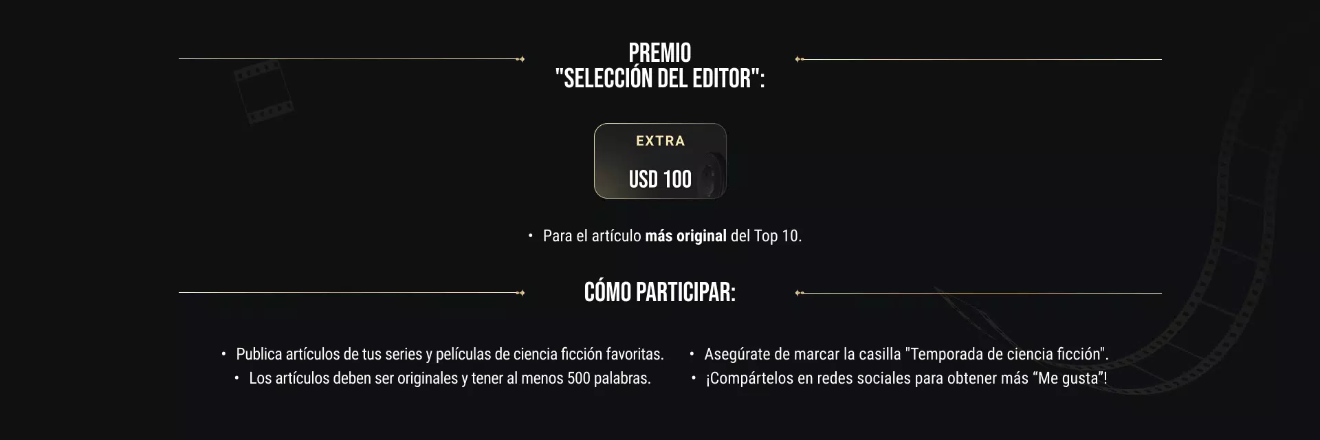 Condiciones para participar del premio seleccion del editor