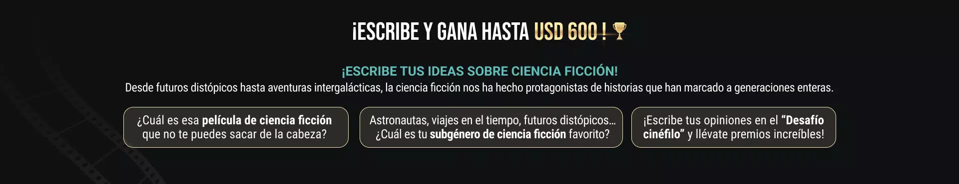 Escribe sobre ciencia ficcion y gana premios de 600 dolares