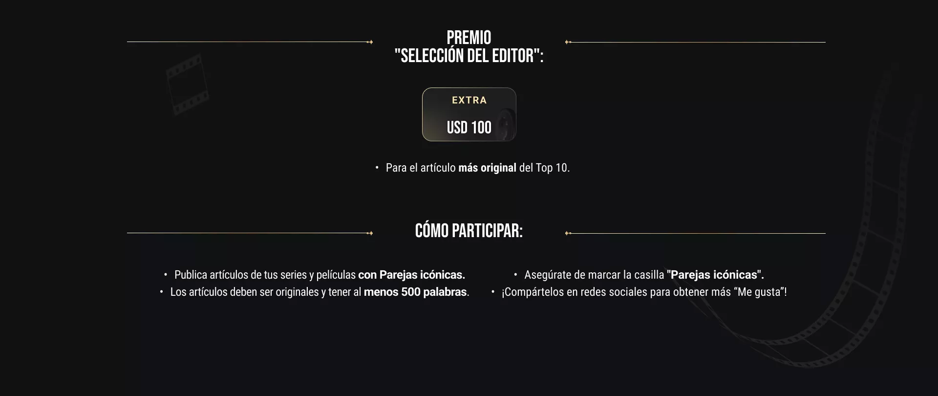 Condiciones para participar del premio seleccion del editor