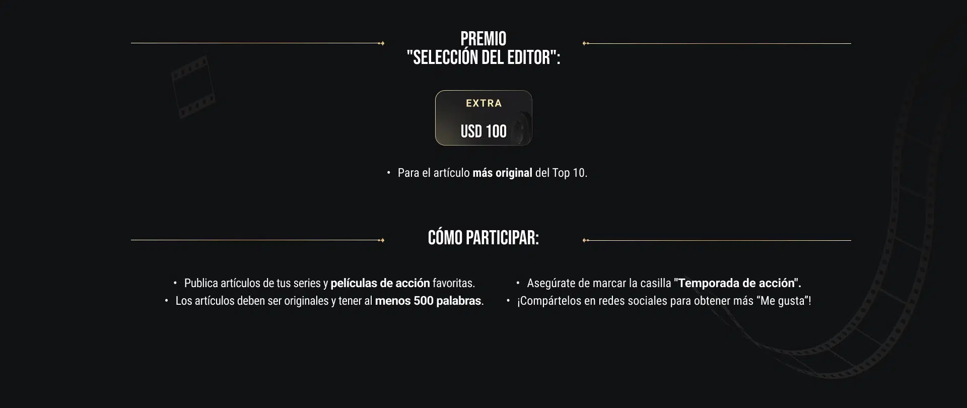 Condiciones para participar del premio seleccion del editor