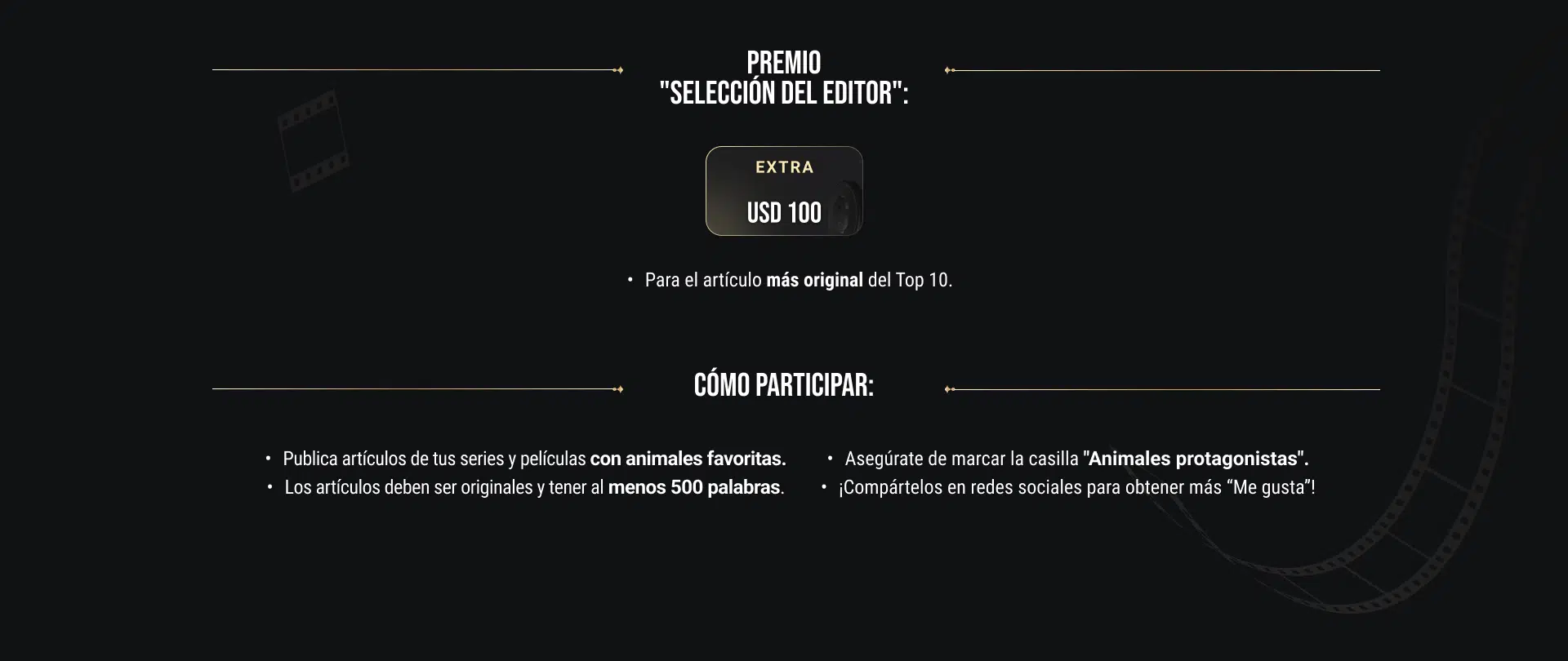 Condiciones para participar del premio seleccion del editor